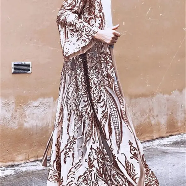 Autumn And Winter   Fashion Printed Long Coat - Leanarea.chimpone.com 
