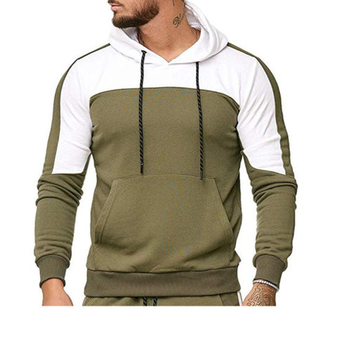 MenS Hooded Color Block Sports Sweatshirt