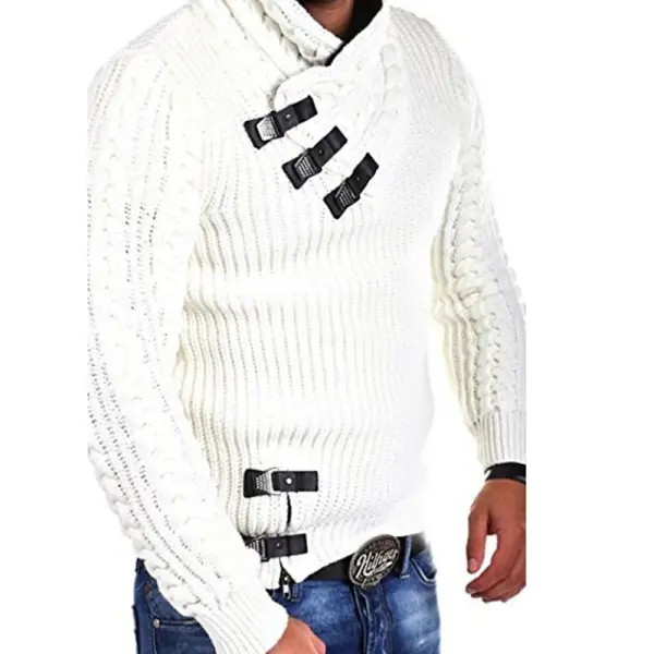 Explosive Men's Leather Button Sweater - Leanarea.chimpone.com 