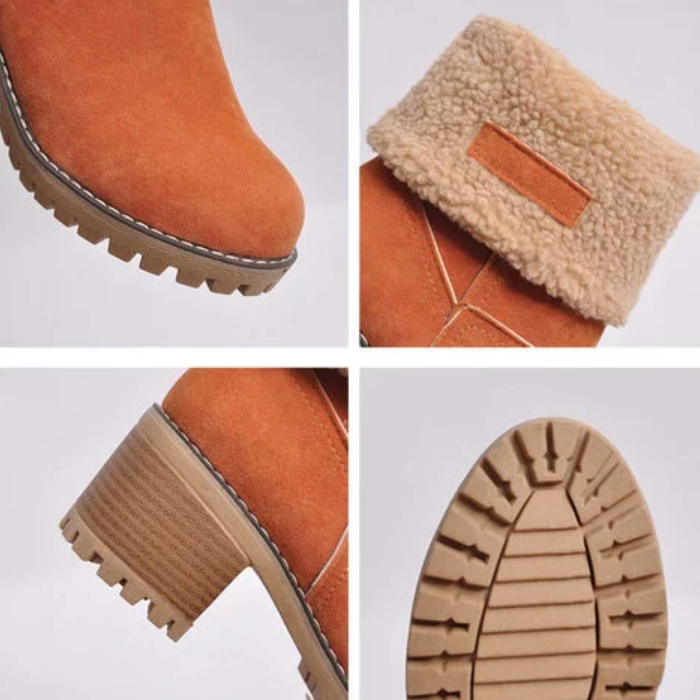 women warm square heels multicolor snow boots