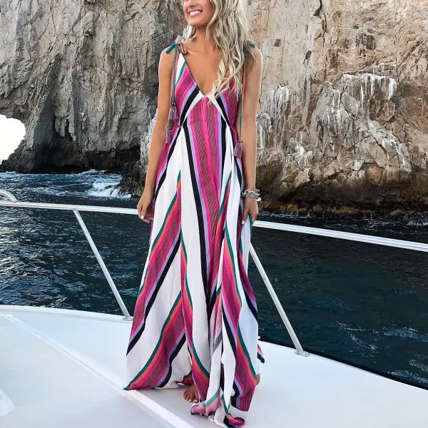 Elegant Fashion Floral Print Maxi Dress - Leanarea.chimpone.com 