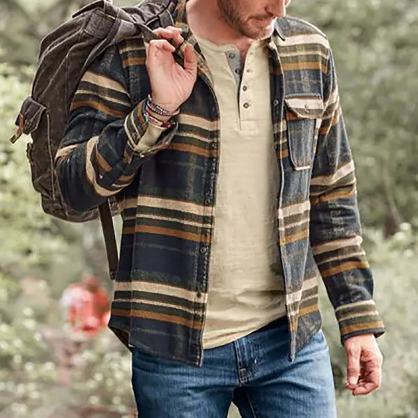 Men's Check Pocket Casual Jacket - Leanarea.chimpone.com 