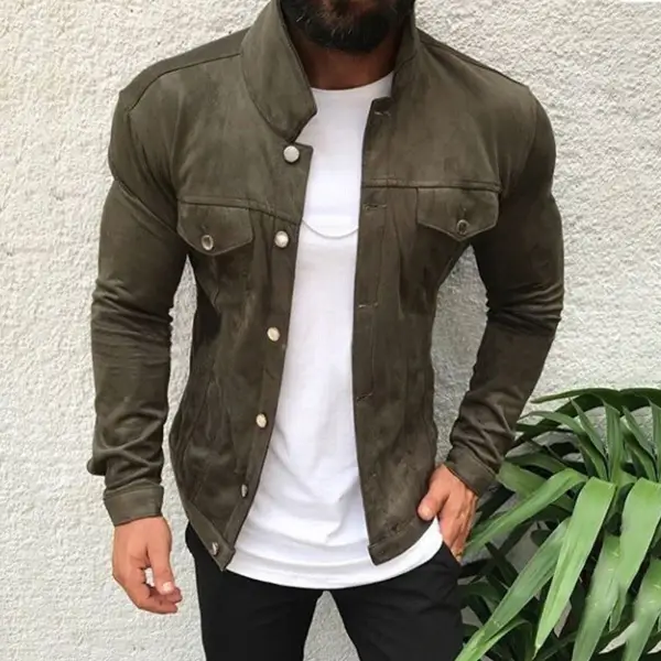 MenS Casual Slim Multi-Button Utility Jacket - Leanarea.chimpone.com 