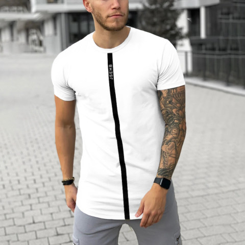 Mens fashion casual white T shirt