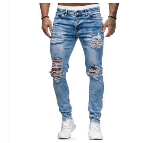 New style stretch hole small feet jeans