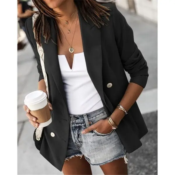 Casual Long Sleeve Button Small Blazer - Leanarea.chimpone.com 