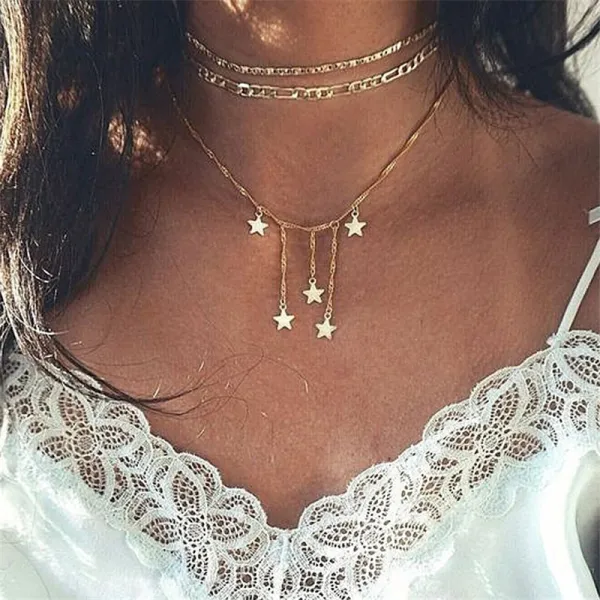 Women's multi-layer five-pointed star necklace - Leanarea.chimpone.com 