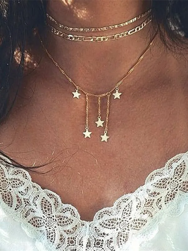 Women's multi-layer five-pointed star necklace - Inkshe.com 