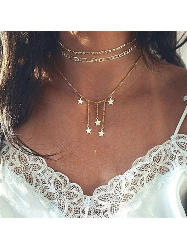 Women's multi-layer five-pointed star necklace - Inkshe.com 