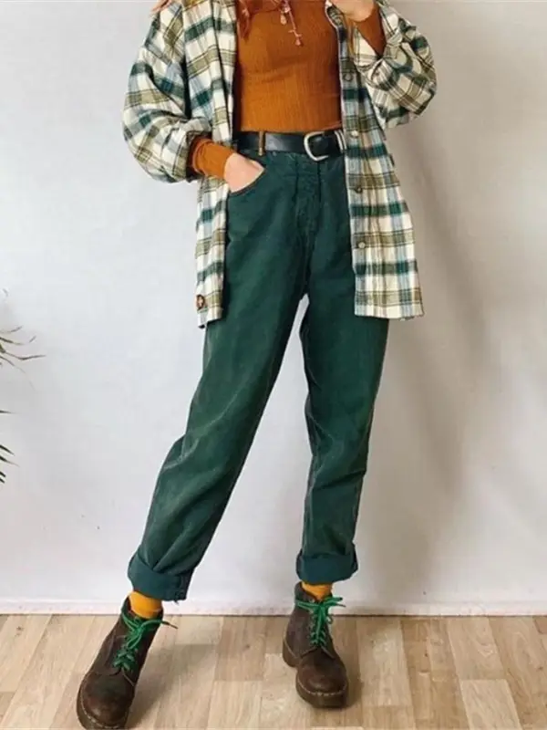 Casual Everyday Solid Color Trousers - Inkshe.com 