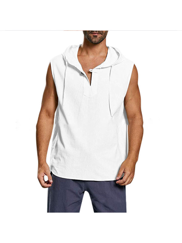 Solid Color Cotton And Linen Fitted Tank