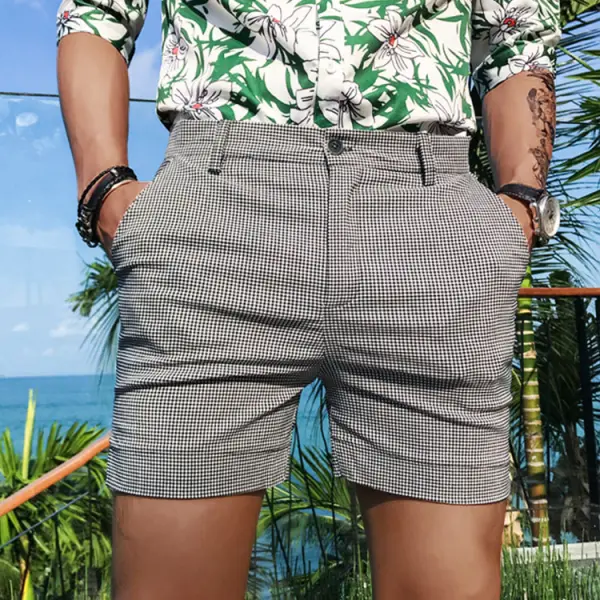 Gentleman classic plaid texture mens shorts - Stormnewstudio.com 