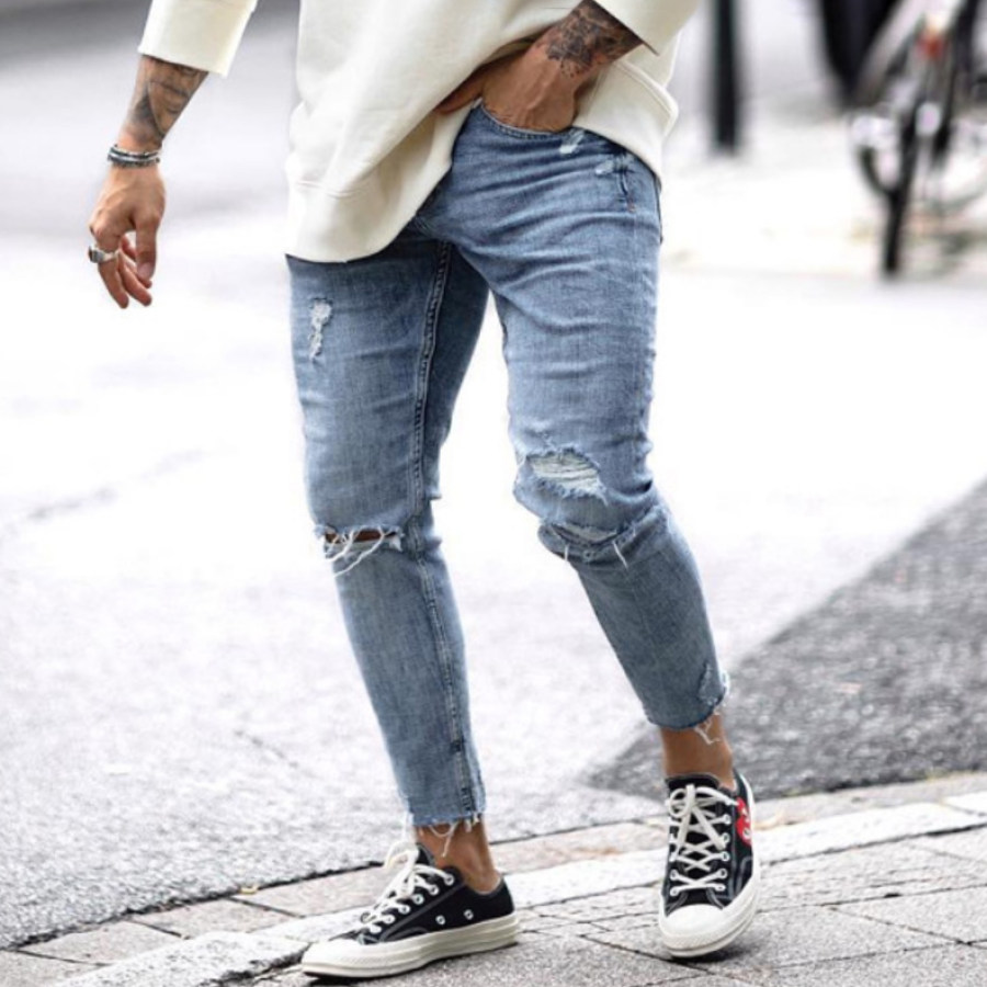 

Fashion Ripped Ankle Jeans