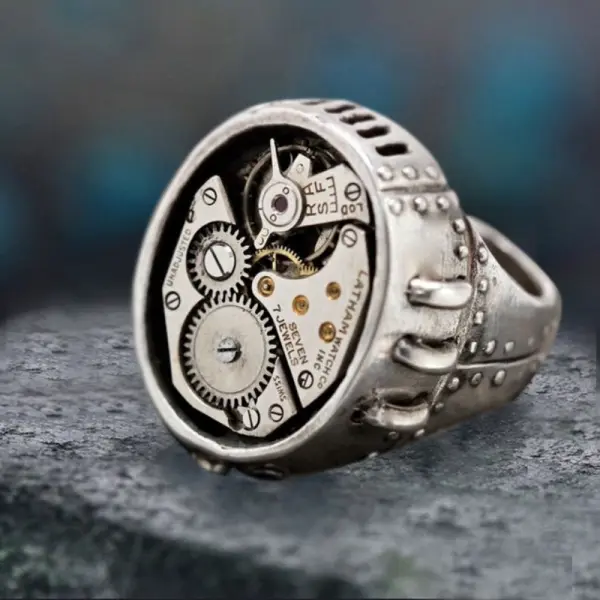 Functional Precision Mechanical Dial Clock Design Metal Sense Gear Shape Movement Accessories Ring - Fineyoyo.com 