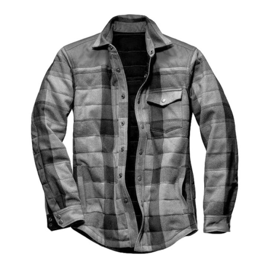 

Mens Winter Plaid Thick Casual Jacket