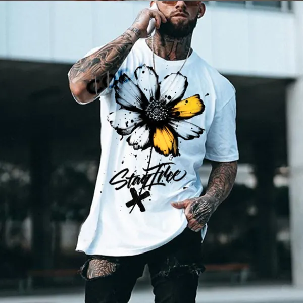 Fashion casual flower print T-shirt men - Kalesafe.com 