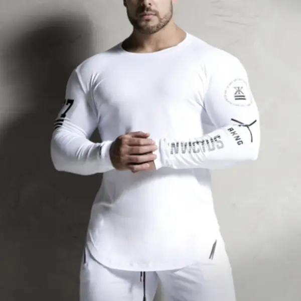 Long sleeve T-shirt mens cotton round neck slim fit - Leanarea.chimpone.com 