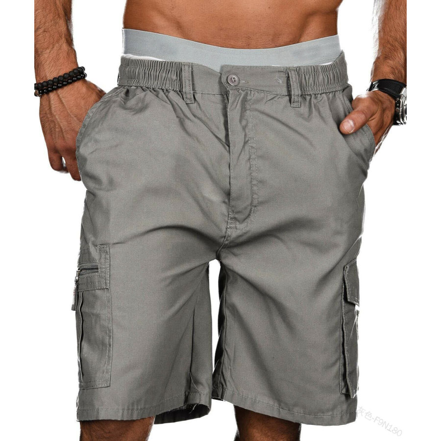 

Men's casual shorts low waist solid color cropped pants