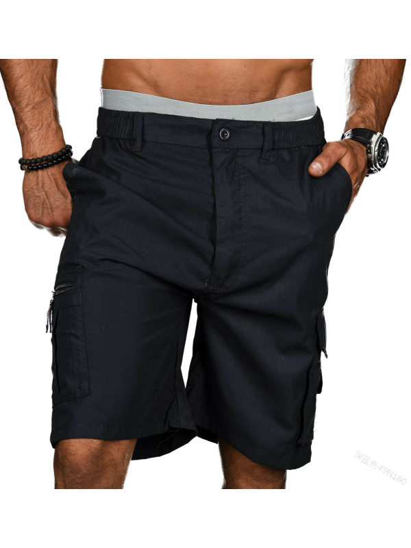 Mens casual shorts low waist solid color cropped pants