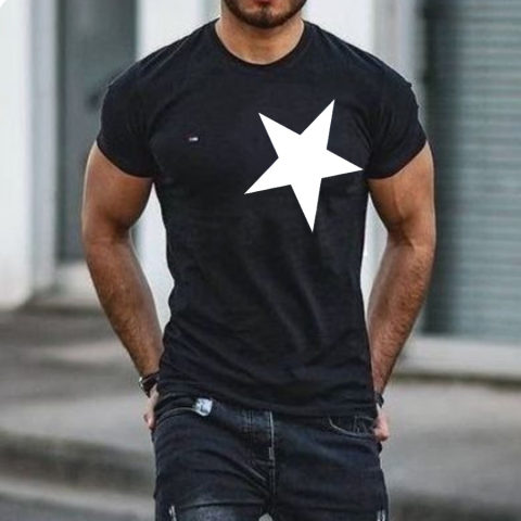 Mens short sleeved T shirt Pentagram print