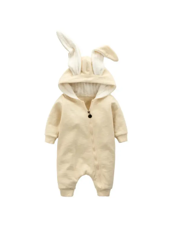 Ins Foreign Trade Amazon Best-selling Toddler Harem One-piece 0-2 Year Old Baby Solid Color Rabbit Ear Crawling Suit - Smilemay.chimpone.com 