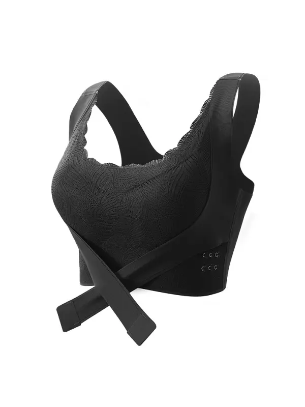 Cross Side Buckle To Collect Side Breasts Sports Bra Outer Wear Yoga Lace Vest Seamless Push-up Back Corrective Underwear For Women - Smilemay.chimpone.com 