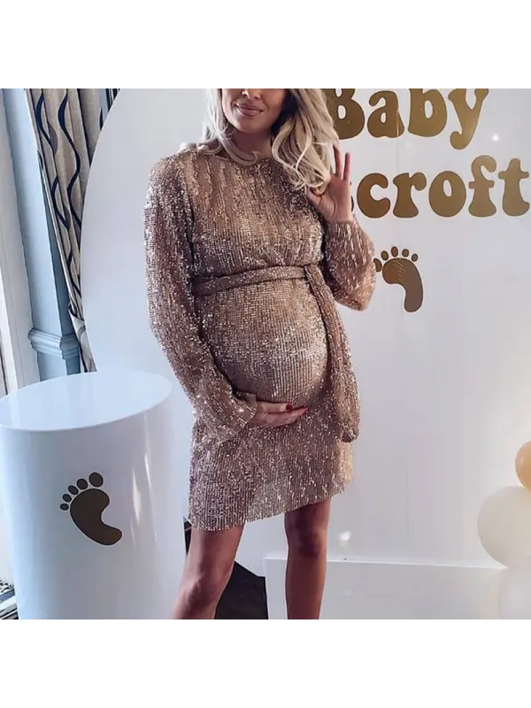 Fashion Sequins Casual Maternity Dress - Smilemay.chimpone.com 