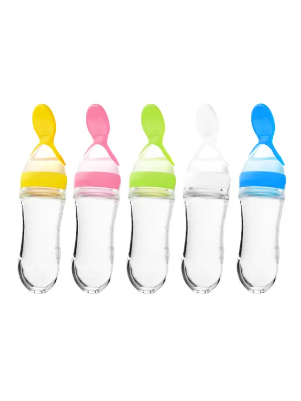 Baby Rice Cereal Bottle Baby Training Silicone Bottle Squeeze Spoon Children's Food Supplement Bottle Rice Cereal Spoon - Smilemay.chimpone.com 