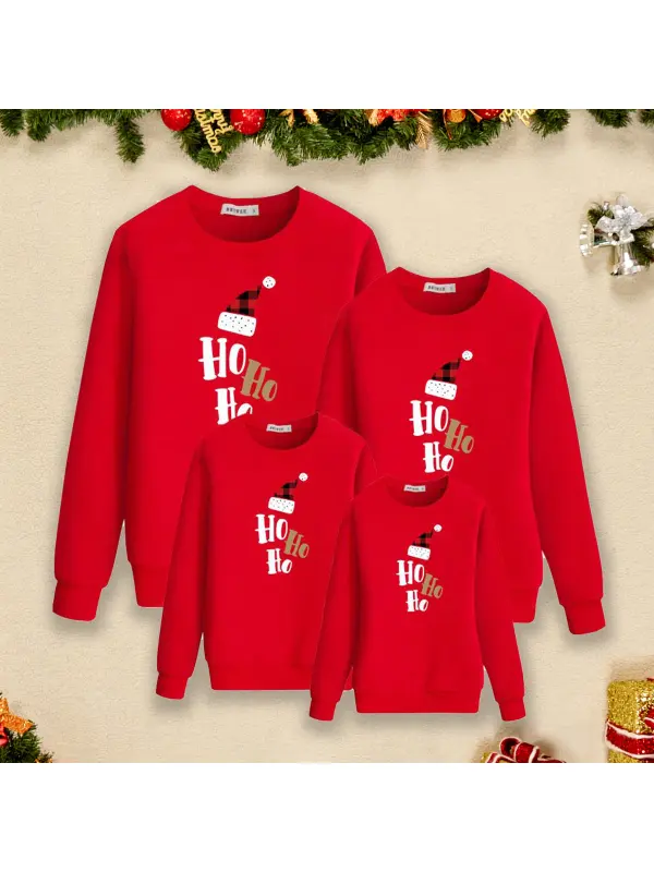 Christmas Letters And Hat Print Round Neck Long Dleeve Dweater Family Outfit - Smilemay.chimpone.com 