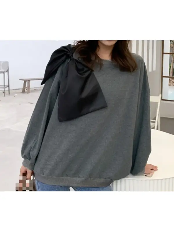 Mother-daughter Parent-child Outfit With Bow Knot Sweatshirt With Round Neck - Smilemay.chimpone.com 