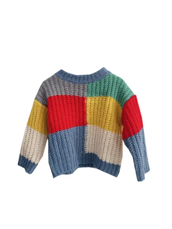 Contrast Color Knitted Sweater Top For Parents And Children - Smilemay.chimpone.com 