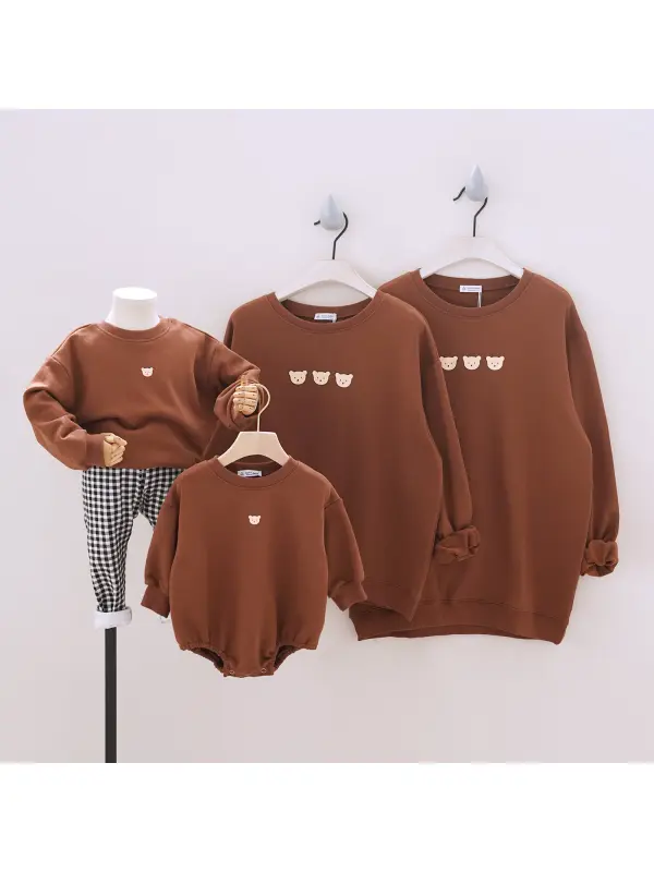 Cute Bear Casual Long-sleeved Sweatshirt Parent-child Wear - Smilemay.chimpone.com 