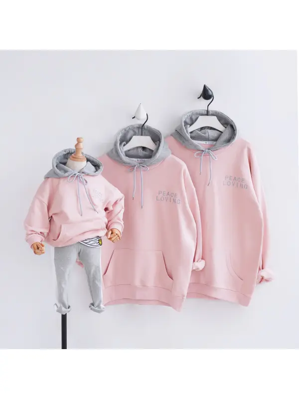 Parent-child Wear Embroidered Hooded Color Matching Korean Style Parent-child Wear Family Wear - Smilemay.chimpone.com 