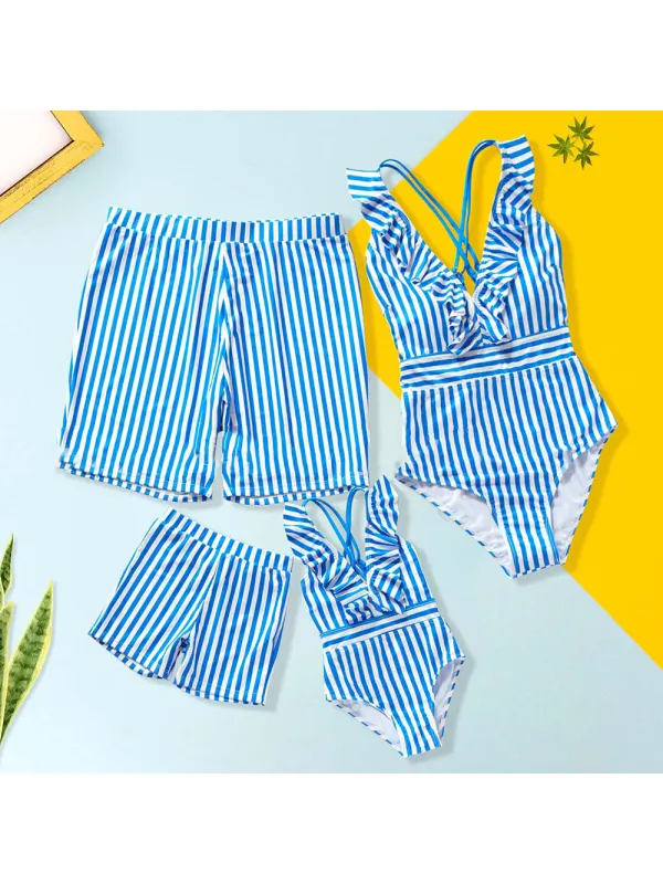 Striped Print Swimsuit Family Matching Outfits - Smilemay.chimpone.com 
