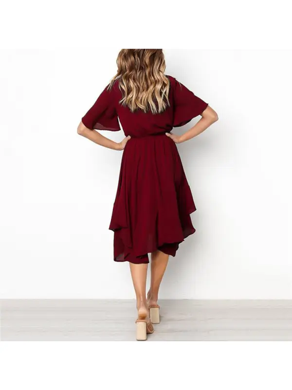 Maternity Short Sleeve Irregular Dress - Smilemay.chimpone.com 