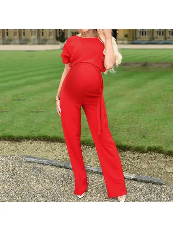 Maternity Fashion Lace Up Multicolor Button Short Sleeve Jum - Smilemay.chimpone.com 