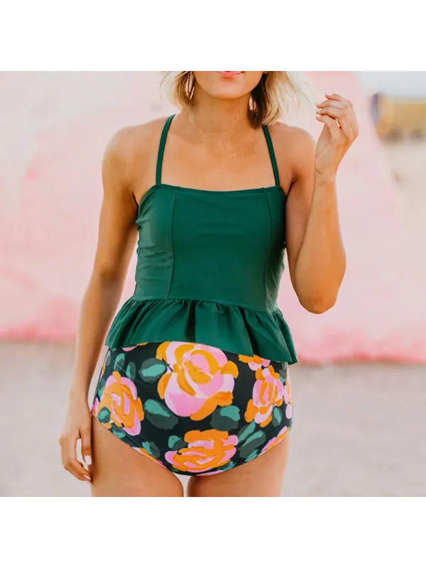 Maternity Printed Ruffle One Piece Swimsuit - Smilemay.chimpone.com 
