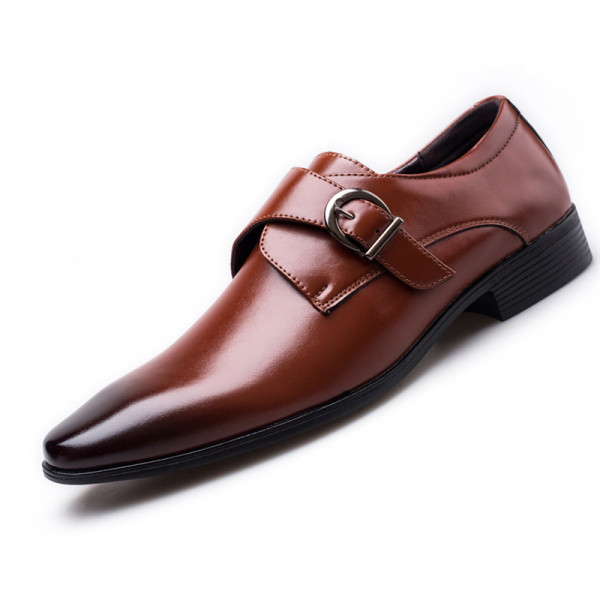 Contracted men's buckle low-heel leather shoes - menilyshop.com