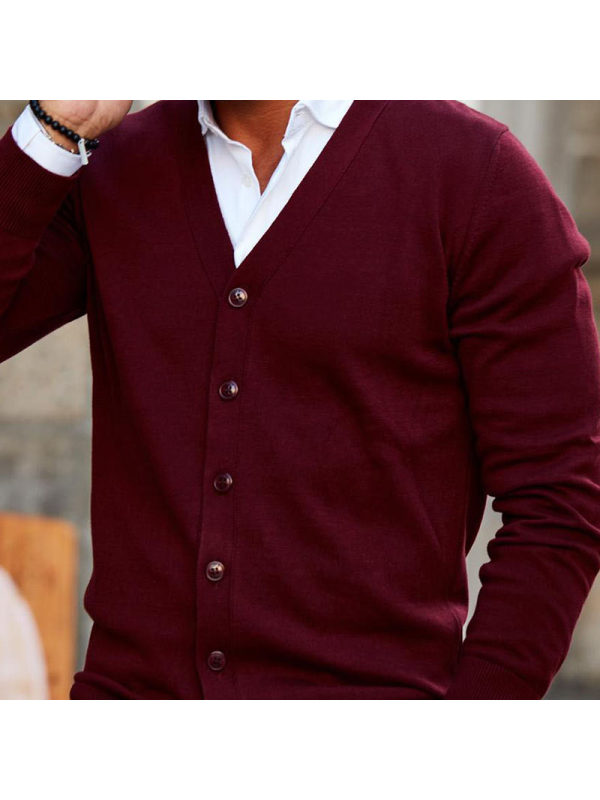 Men’s fashion solid color buttonknit cardigan
