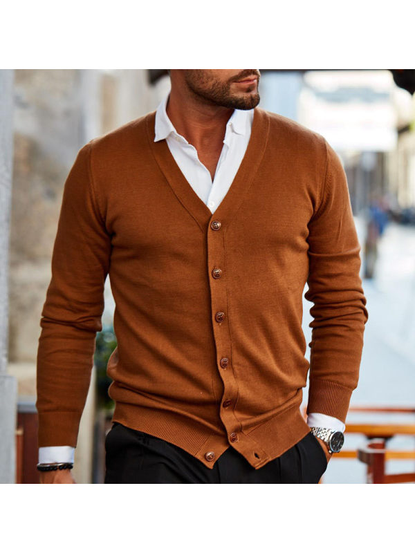 Men’s fashion solid color buttonknit cardigan