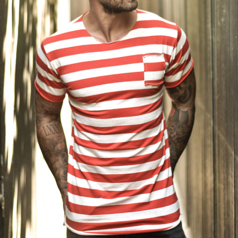 Casual Striped Short Sleeve T Shirt