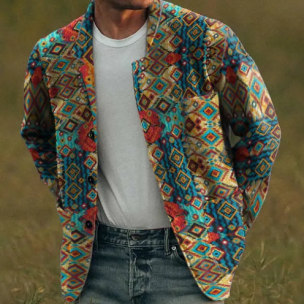 Vintage classic print button jacket - Leanarea.chimpone.com 