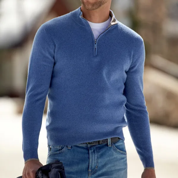 Gino cashmere quarter zipper sweater - Menilyshop.com
