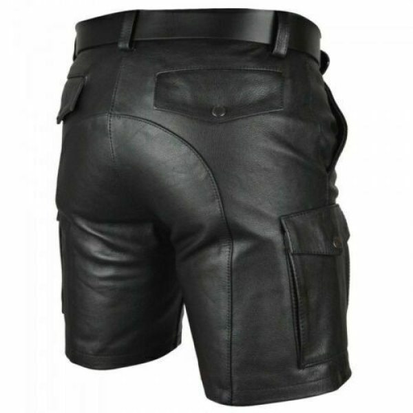 Men's leather shorts club wear shorts casual shorts - menilyshop.com