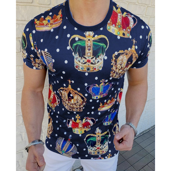 Crown jewel print shortsleeved Tshirt