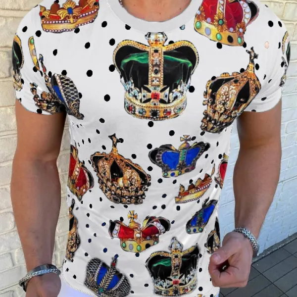 Crown jewel print short-sleeved T-shirt - Mobivivi.com 