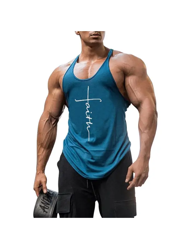 Men's sports letter cross print vest - Plazabery.chimpone.com 