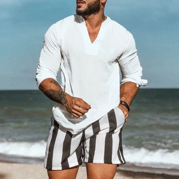 Men's Holiday Minimalist Long-sleeved Shirt - Fineyoyo.com 