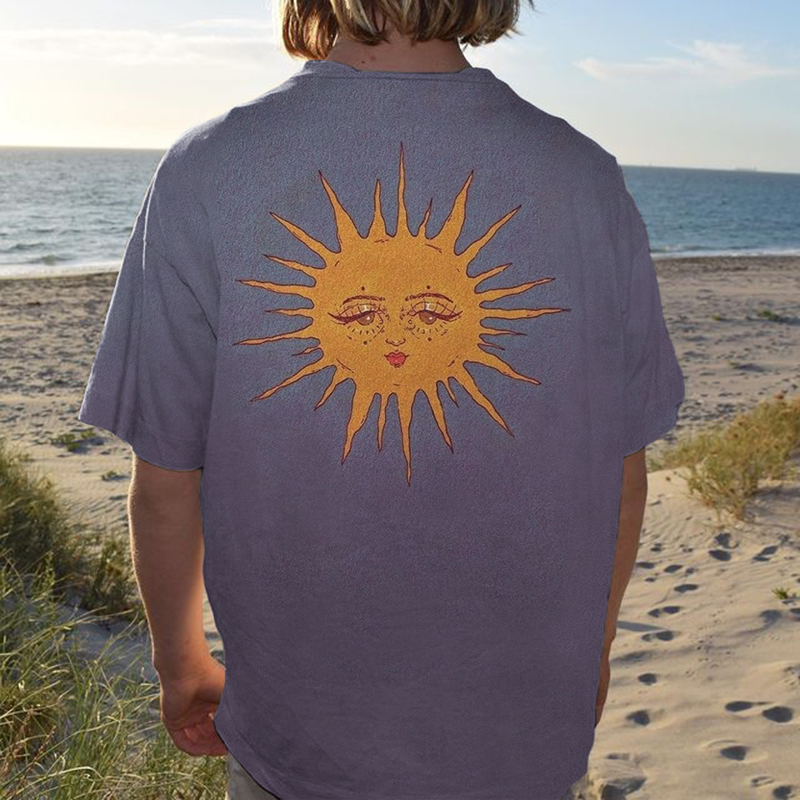Men Fashion Art Sun Print T shirt