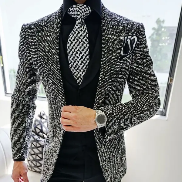 Elegant And Simple Business Party Men's Knit Suit - Fineyoyo.com 